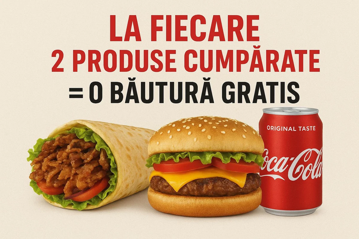 La fiecare 2 produse cumpărate, o băutură gratis